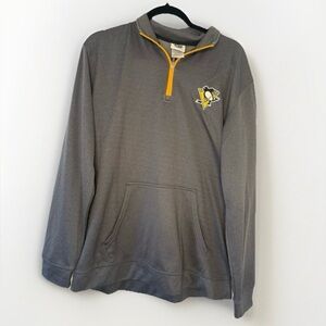 NHL Pittsburgh Penguins 1/4 Zip Pullover Men's Medium Gray Hockey Sweatshirt
